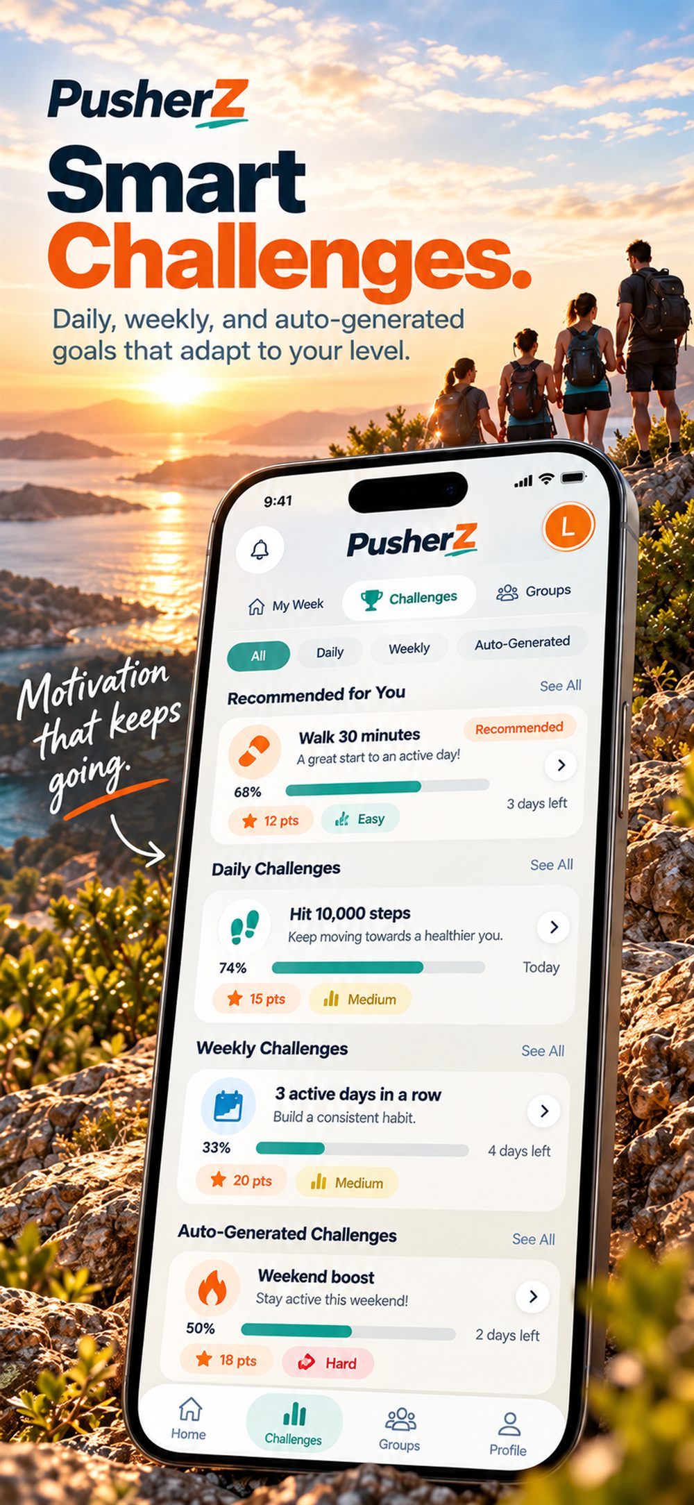 PusherZ — smart challenges