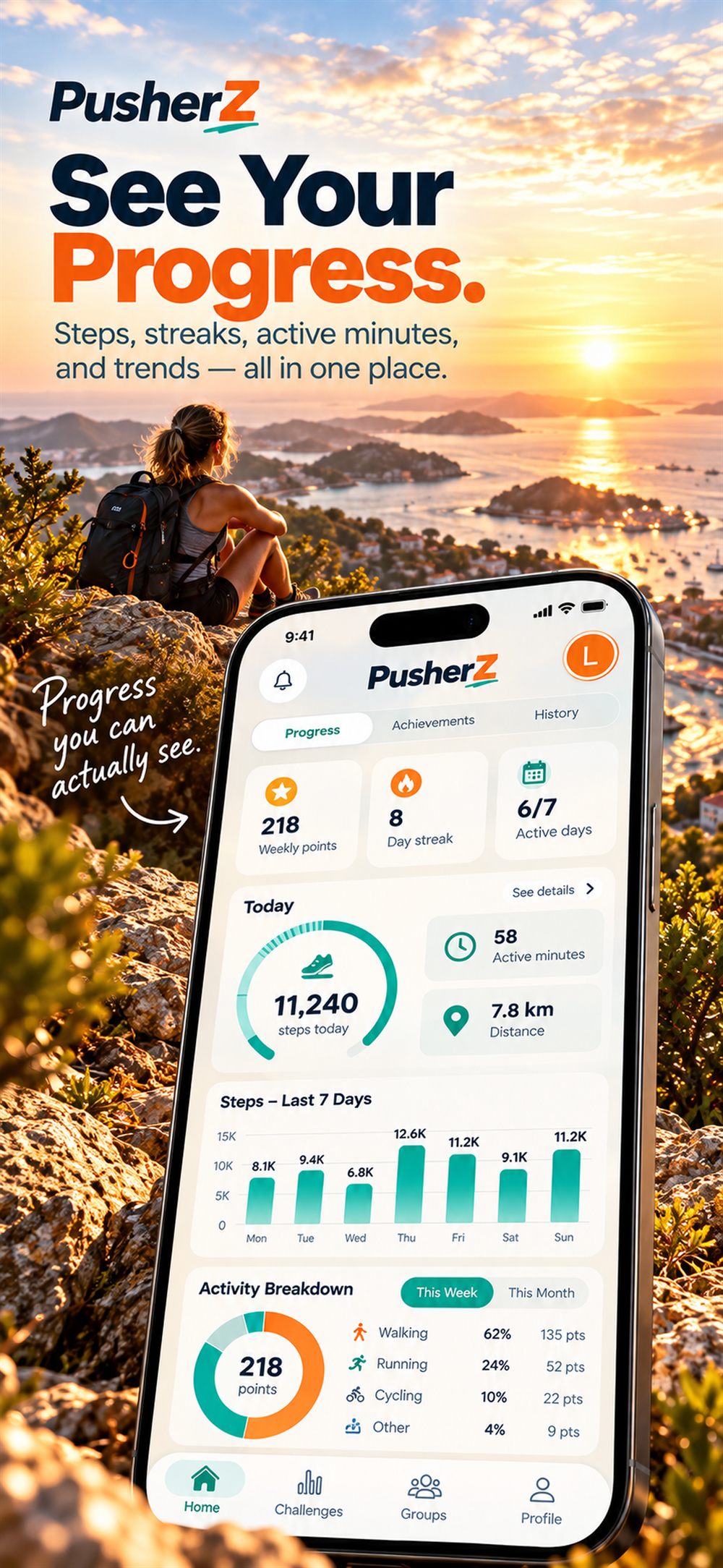 PusherZ — see your progress
